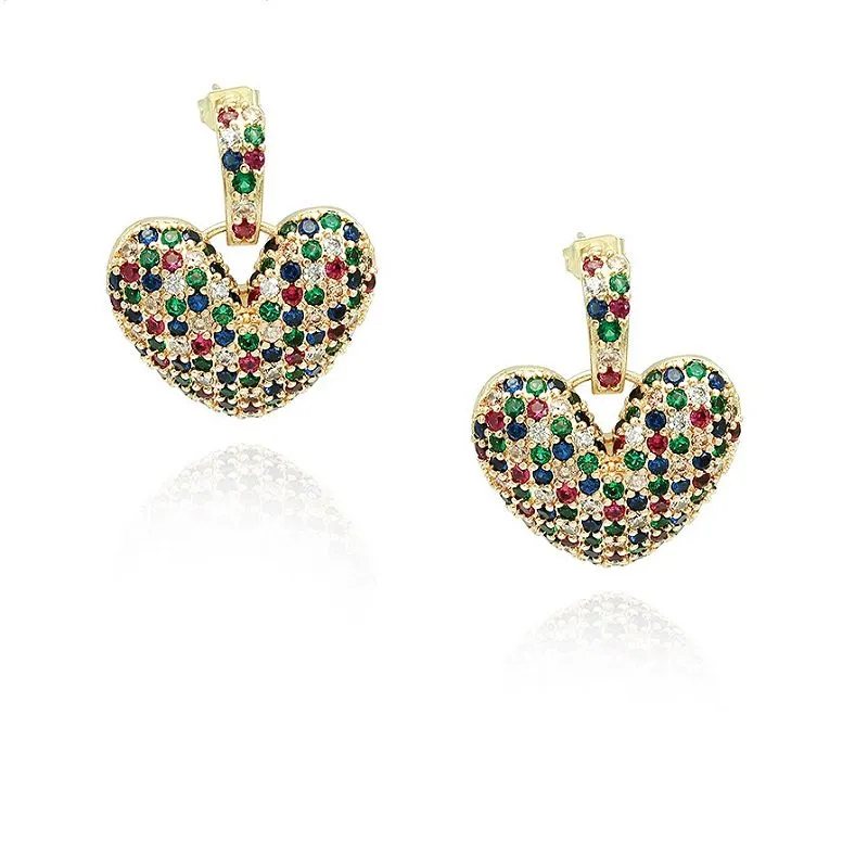 Earring Croí Cz Dangle Colorful