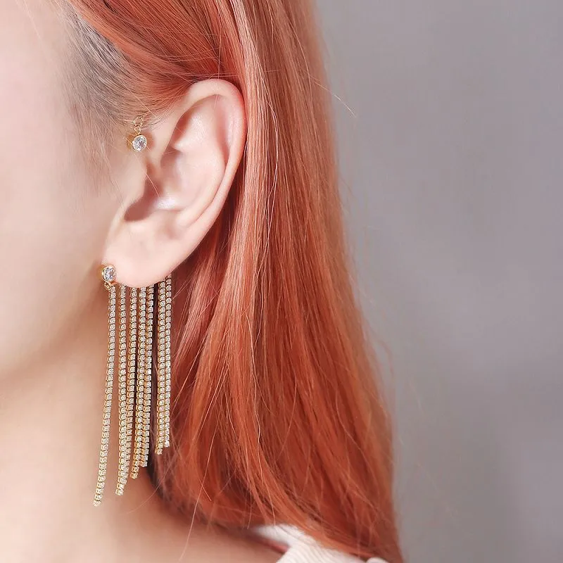 Cufa Earring Long Tassel Cz