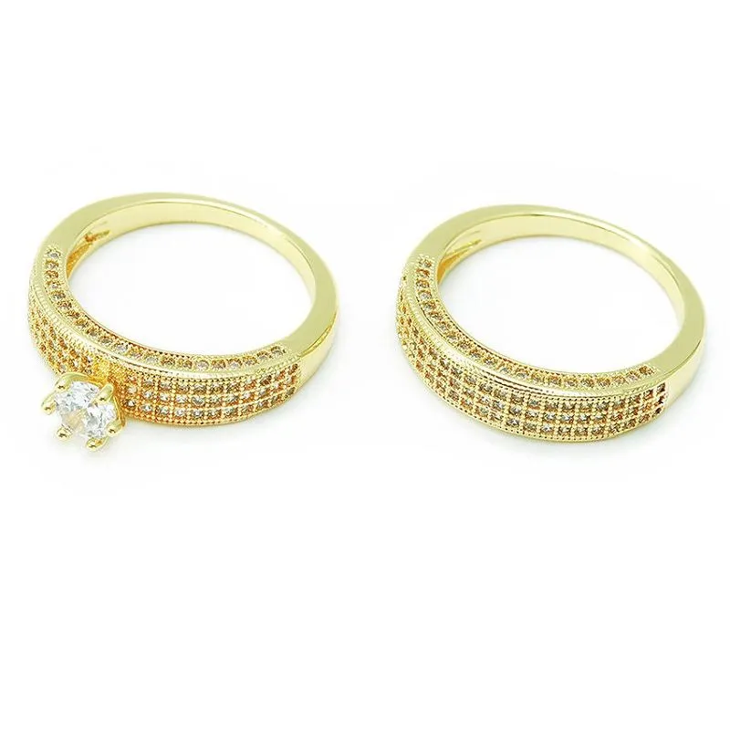 Sraith Fáinne Bridal Uathúil Plátáilte Óir